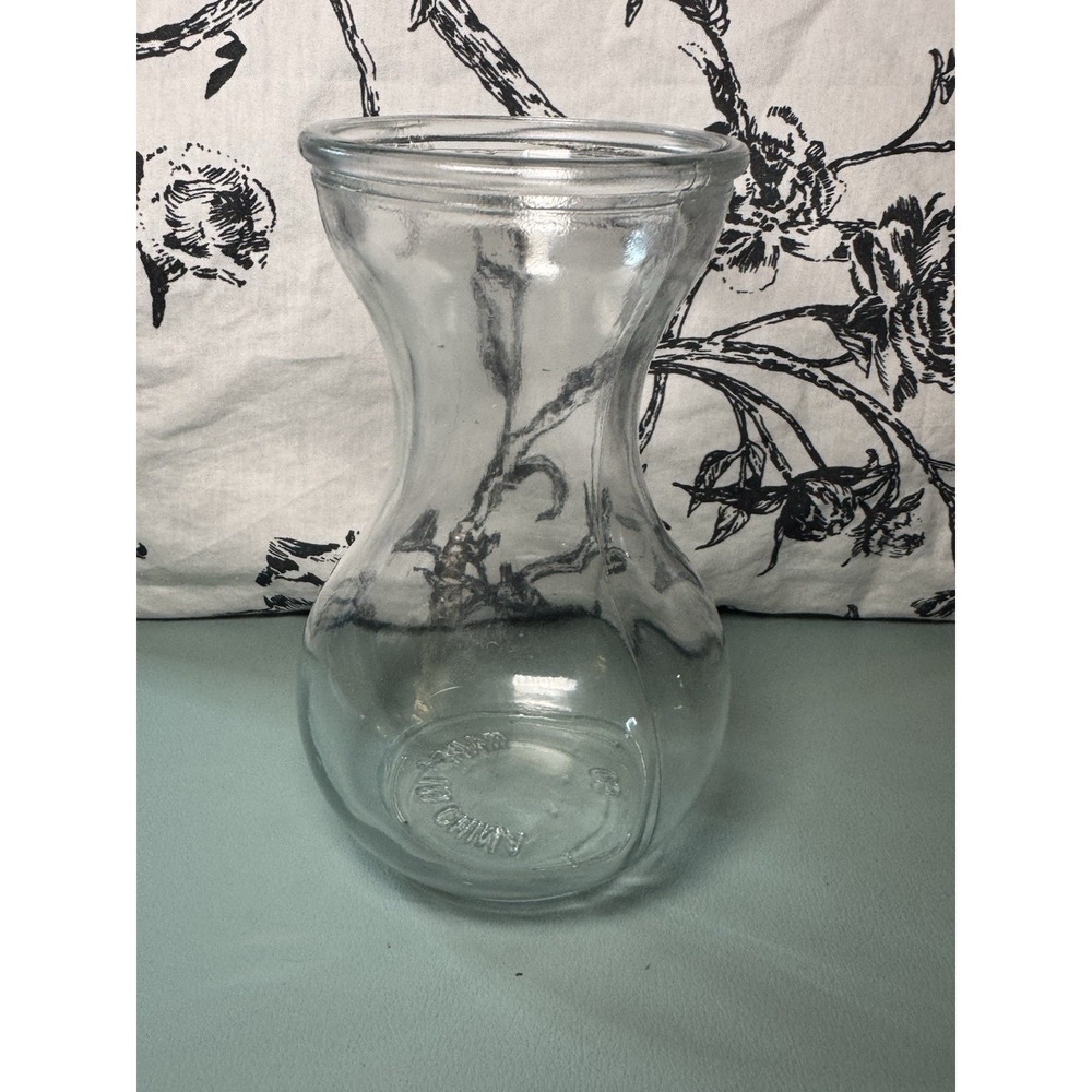 Clear Glass Hourglass Shaped Vase Flared Rim China